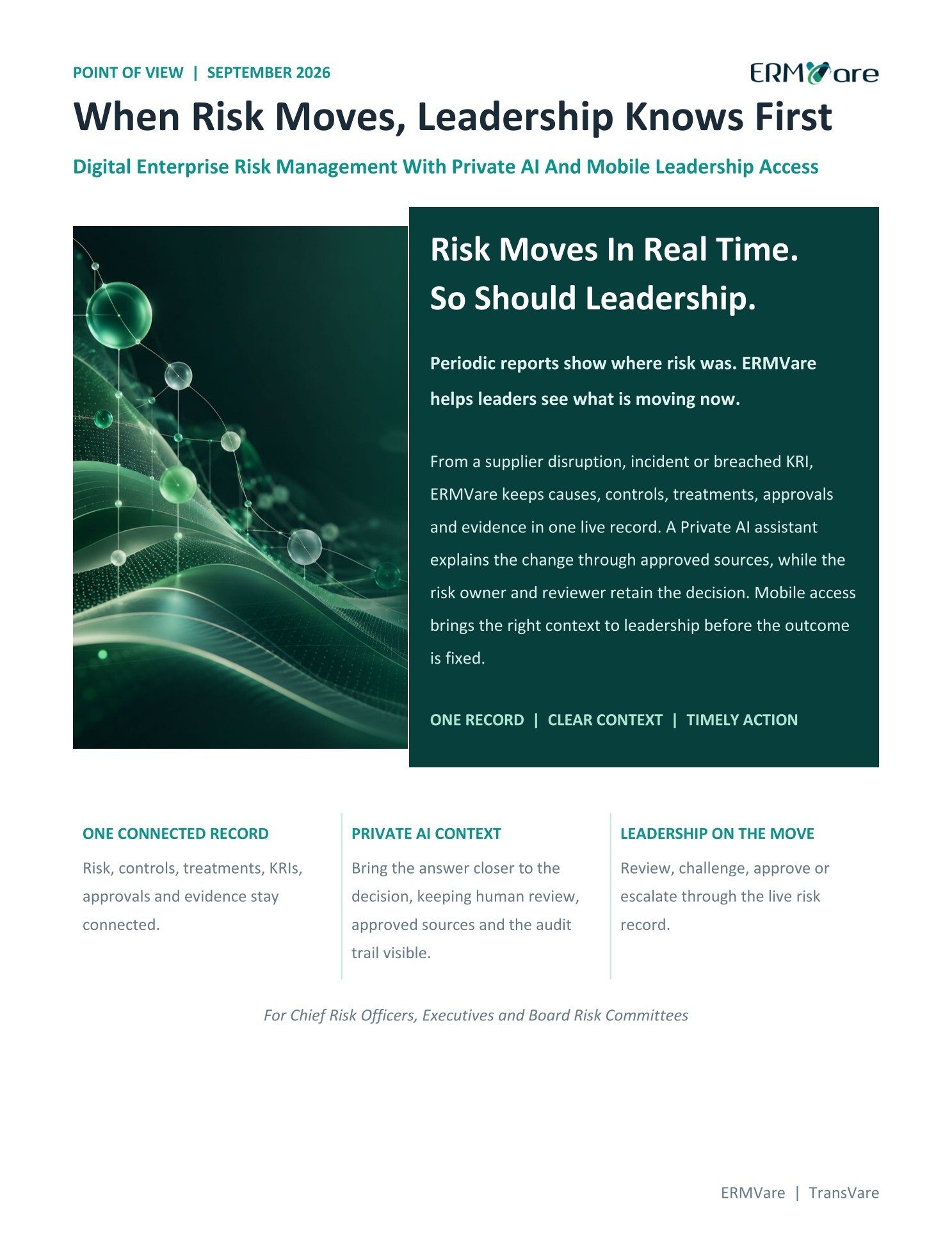 Risk does not wait for month-end. Neither should leadership.