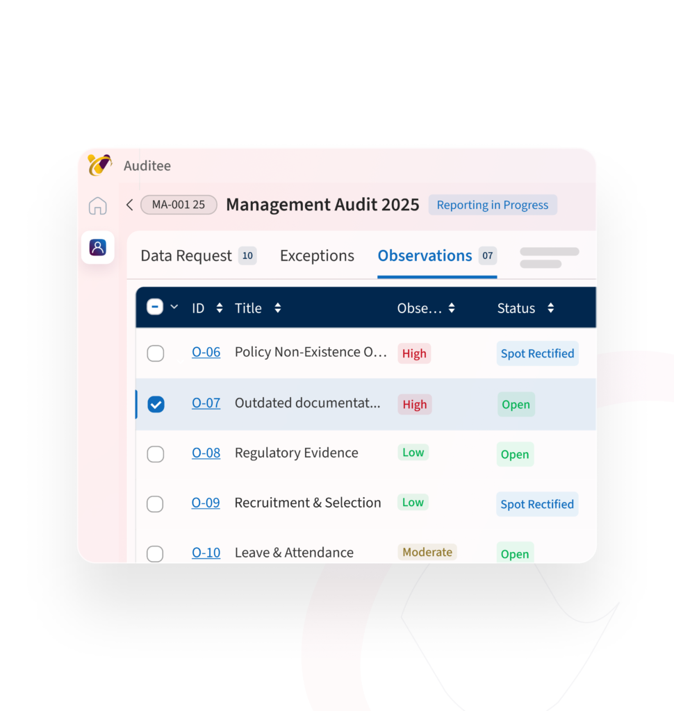 Auditee portal & integrated alerts